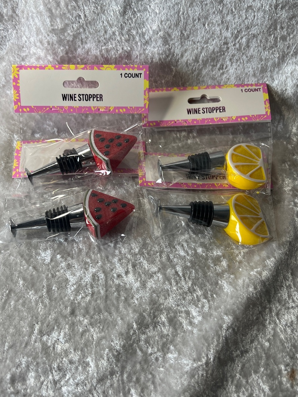 Hobby Lobby Yellow Lemon & Red Watermelon Wine Stoppers Set